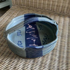 STudio Pottery Basket Bowl Blue Round Freeform signed
